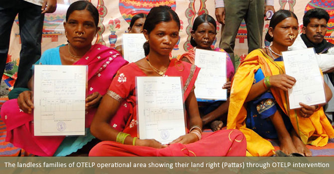 The landless families of OTELP operational area showing their land right (Pattas) through OTELP intervention